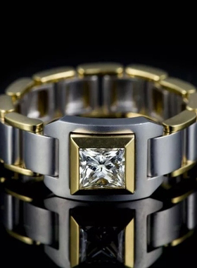 Business Inlaid White Zircon Punk Ring for Men Luxury Two