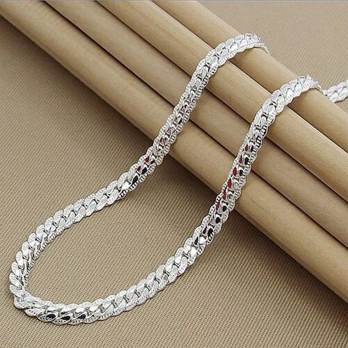 Sterling Silver 5mm Side Chain 16/18/20/22/24 Inch Necklace