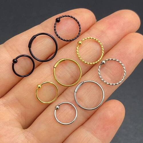 1PCS Fashion Stainless Steel Segment Rings Nose Hoops Ear