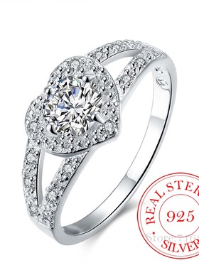 925 Sterling Silver Jewelry Vintage AAA+ Crystal Love Heart