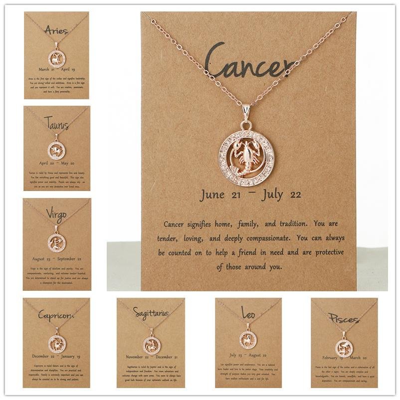 12 Zodiac Sign Constellations Pendants Necklaces for Women