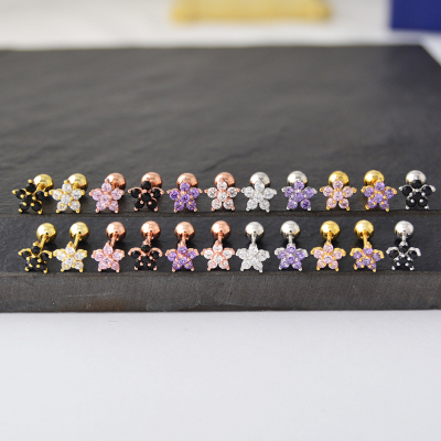 5Pcs Surgical Floral Gem Crystal Ear Cartilage Tragus Helix