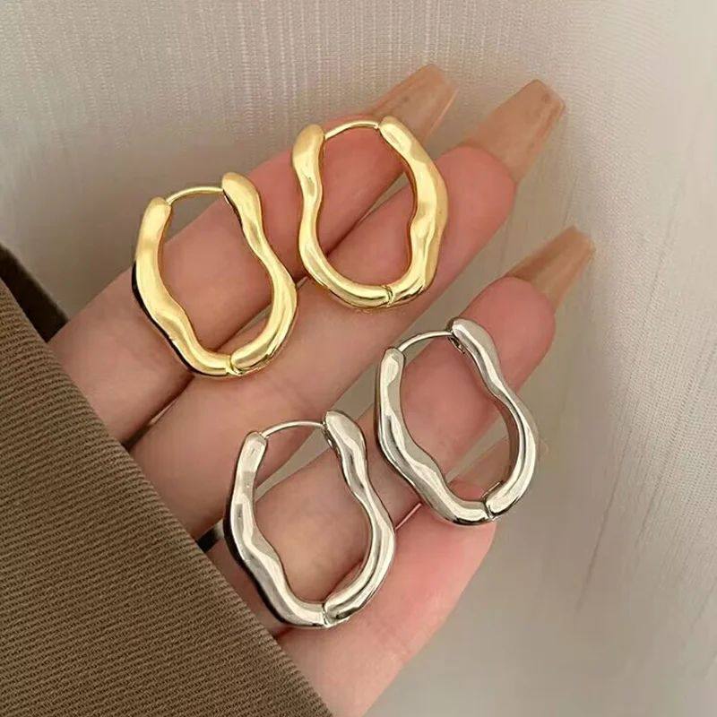 Vintage Irregular Hoop Earrings For Women Fashion Gold