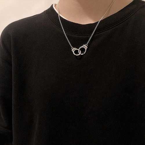 Punk Style Handcuff Necklace for Women Men Fashion Jewelry