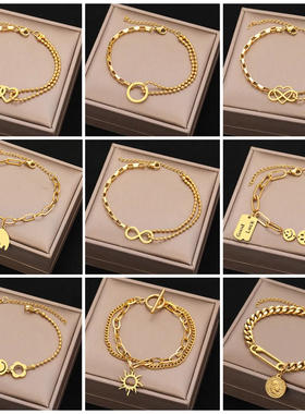 Stainless Steel Bracelets Hippie Gothic Pearl Chain Pendants