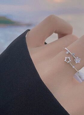 Sterling Silver Star Crytal Ring for Women Girl Personality