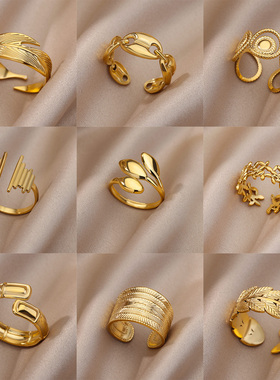 Stainless Steel Rings For Women Men Gold Color Open Gothic