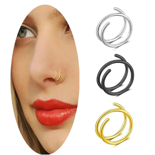 Double Nose Hoop Ring Single Surgical Stainless Steel