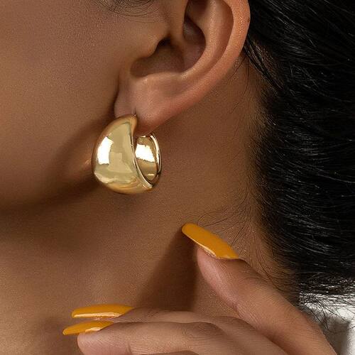 New Gold Color Round Chunky Earrings for Women Lightweight