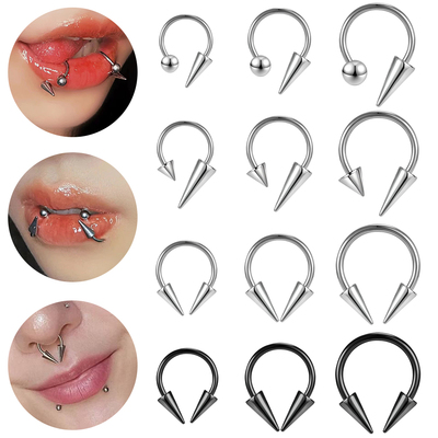 2023 16G Cone Septum Ring Stainless Steel Horseshoe Nose