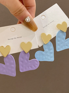 Jea.Angel Trendy Elegant Color Heart-Shape Stud Earrings