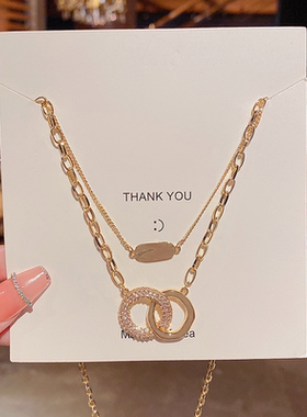 Luxury Fashion Double Circle Pendant Stainless Steel