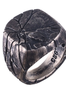 men's Retro ring punk bark cracking single ring men's hip