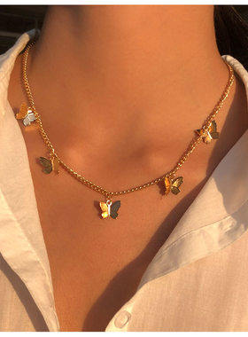 Cute Star Butterfly Choker Necklace For Women Gold Color