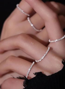 Light Luxury Popular Silver Colour Sparkling Rings for