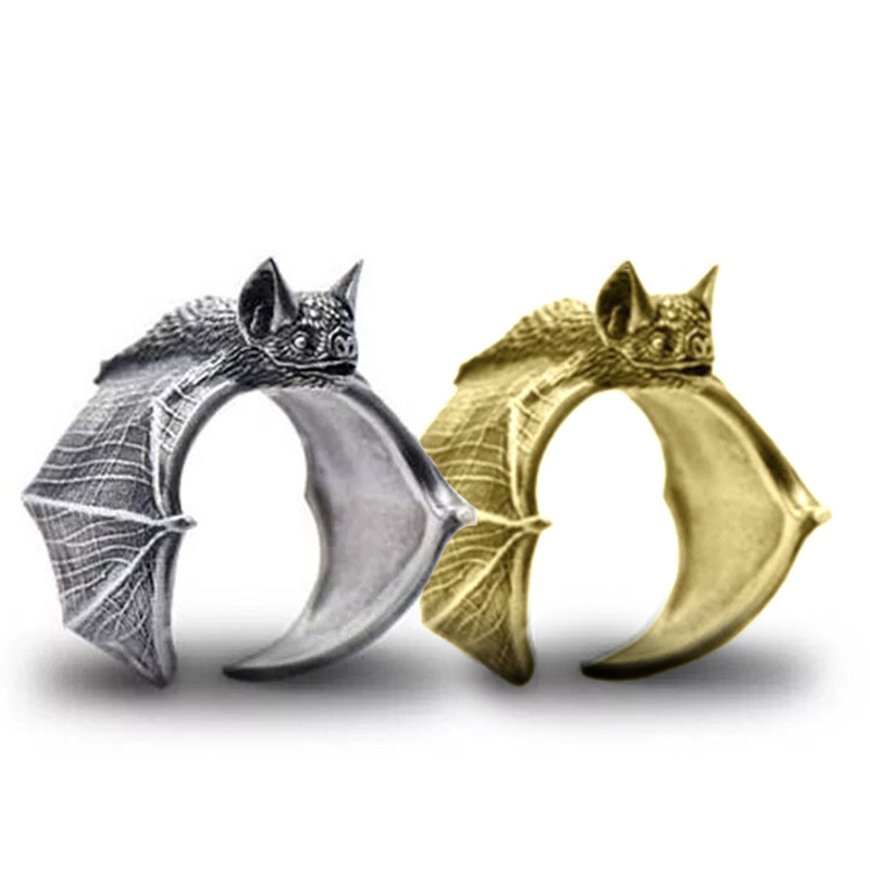 Punk gothic vampire bat vintage witch ring victorian pagan