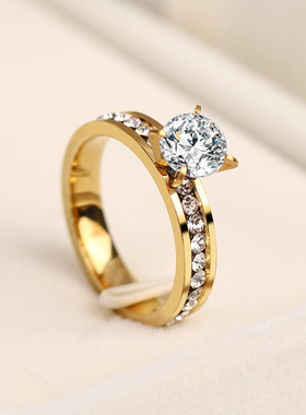 316L Stainless Steel Ring Crystal Rings For Women Circle CZ
