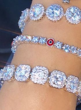 Luxury Full Rhinestone Big Tennis Chain Bracelets For Women