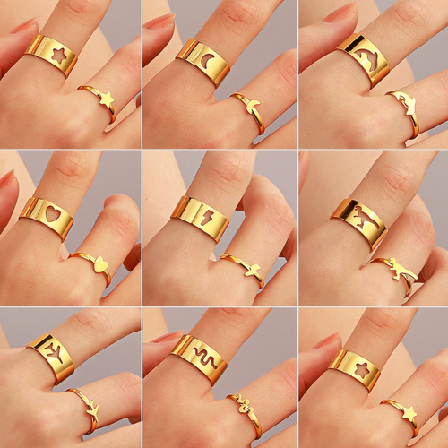 Trendy Gold Butterfly Rings For Women Men Lover Couple