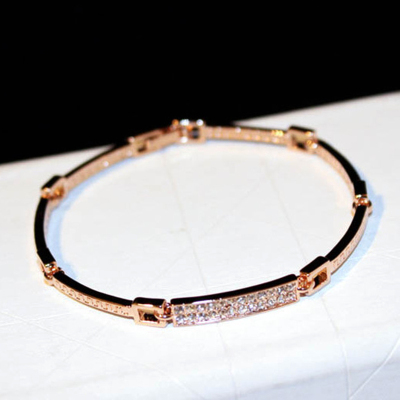 Korean Fashion Design 14K Real Gold Geometry Bracelet for Wo