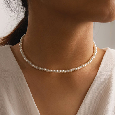 Elegant Big White Imitation Pearl Beads Choker Clavicle