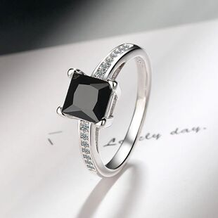 Sterling Silver Rings Size 5#-10# Quadrate Zircon High