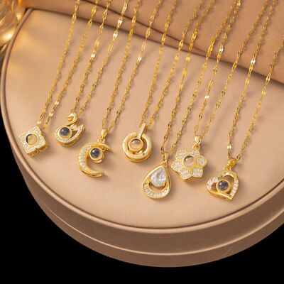 New Micro-inlay Zircon Swan Flower Heart Projection Moon