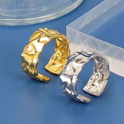 Punk Irregular Bump Wide Facet Silver Color Metal Rings for