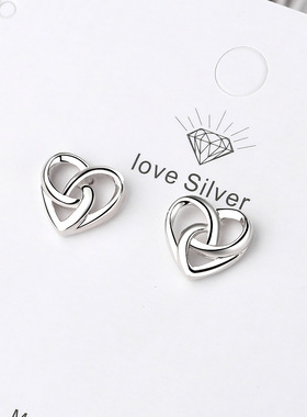 Sterling Silver Love Heart Stud Earrings For Women Luxury