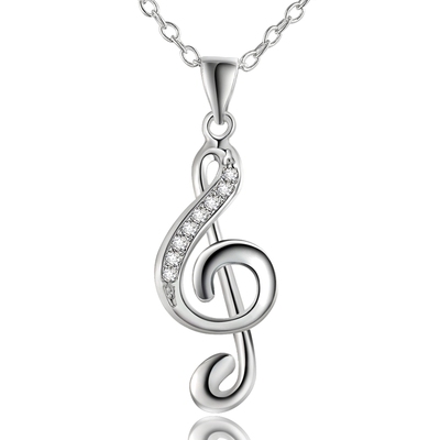 925 Sterling Silver 18 Inches Chain Music Notes Pendant