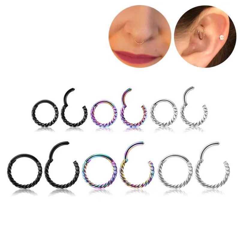 Curved Barbells Waves Twisted Nose Piercing Body Jewelry - 实物图