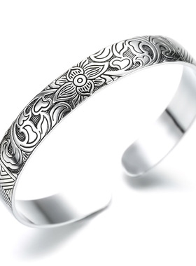 Fashion Sterling Silver Woman Lucky Cuff Bracelet Lotus