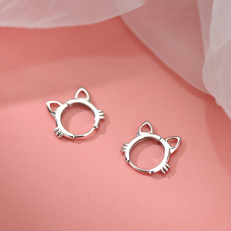 925 Sterling Silver Hot Sale Cat hoop Earrings Simple