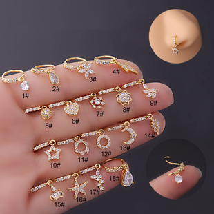 1Piece Korean Fashion Piercing Single Nose Ring Cuff Body
