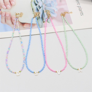 Bohemia Beads Choker Necklace Women Handmade Initial 26