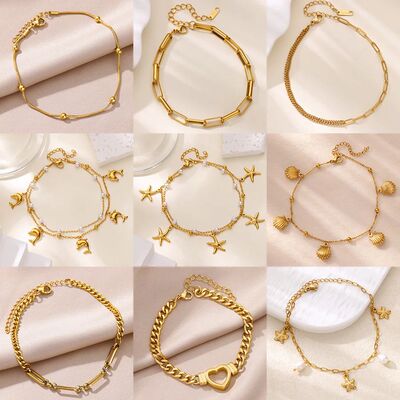 Stainless Steel Anklets For Women Simple Gold Color