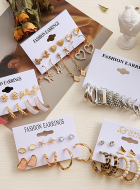 Fashion Colored Metal Oil Drop Hoop Earrings Set Acrylic