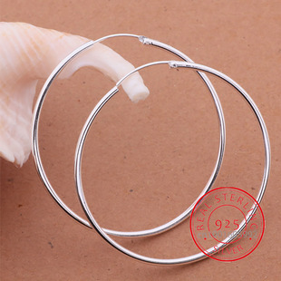 100% Pure 925 Sterling Silver Hoop Earrings For Women 50mm