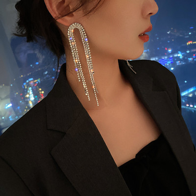 Fashion Long Tassel Crystal Drop Earrings for Women