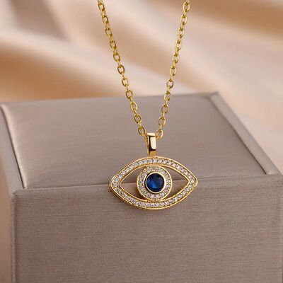 Evil Eye Pendant Necklace for Women Turkish Stainless Steel