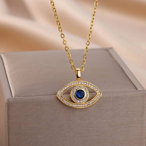 Evil Eye Pendant Necklace for Women Turkish Stainless Steel