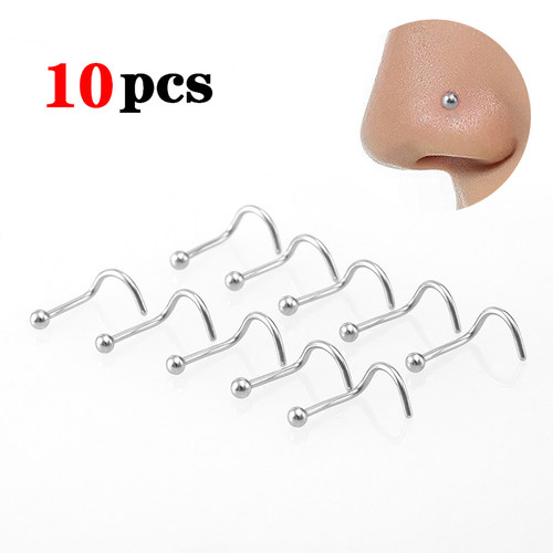 10pcs Stainless Steel Nose Stud Set Nose Piercing Set Nose