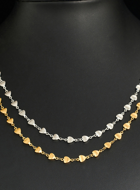 6mm Vintage Stainless Steel Heart Necklace Women Link Chain