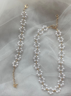 Elegant Flower Pearl Necklace Vintage Neck Chokers For Women