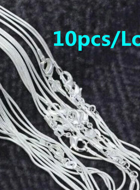 10pcs 925 sterling silver fine 1MM snake chain necklace for
