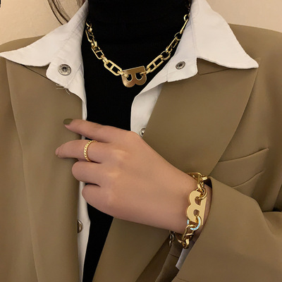 Flashbuy Fashion Gold Color Metal Letter B Earrings