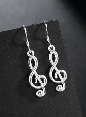 Hot Sterling Silver Romantic music notation drop Earrings