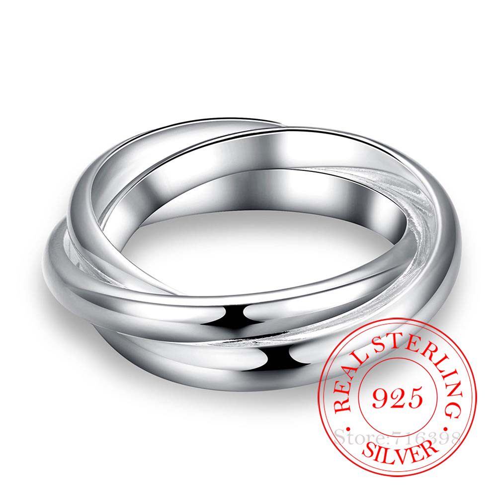 925 Sterling Silver Jewelry Three Circles Couple's Wedding