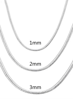 40-75cm 925 sterling Silver 1MM/2MM/3MM solid Snake Chain