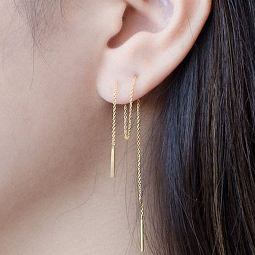 Minimalist Long Tassel Threader Drop Earrings For Women
